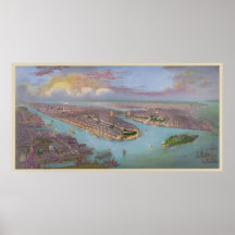 Panoramic Illustration of New York City Print
