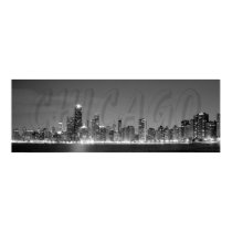 Panoramic Poster of the Chicago Skyline at Night