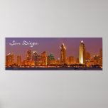 Panoramic San Diego Harbor At Night Poster