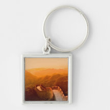 Panoramic view of Great Wall, China Keychains