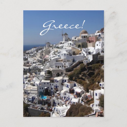 Panoramic view of Oia, Greece postcard