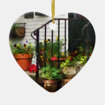 Pansies and Geraniums on Stoop Christmas Tree Ornament