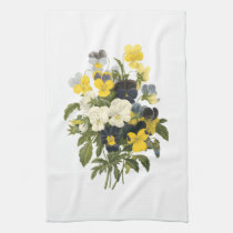 Pansies and Violets Viintage Art kitchen towels