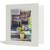 Pansies and Watering Cans on Steps binders