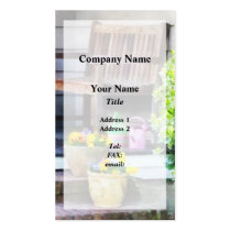Pansies and Watering Cans on Steps business cards