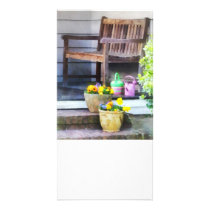 Pansies and Watering Cans on Steps photo cards