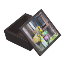 Pansies and Watering Cans on Steps premium gift boxes