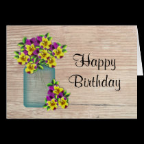 Pansies Birthday Card (Large Print) cards