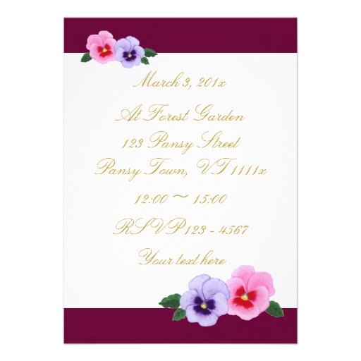 Pansies Floral 50th Birthday Party Invitations