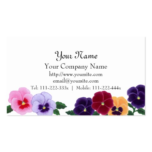 Pansies Floral Business Cards (front side)