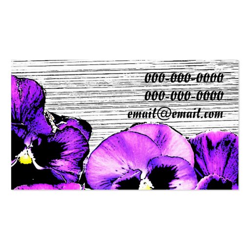 pansies gardening business card (back side)