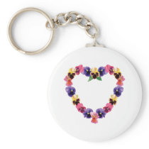 Pansies Heart Keychains