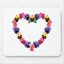 Pansies Heart Mouse Mats