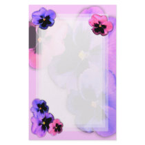 Pansies on Pink stationery by SuanSKatra Pansies on Pink stationery