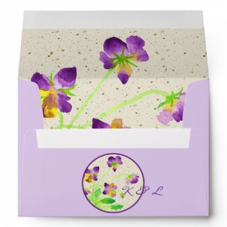 Pansies Watercolor Painting Purple Yellow Washi Envelopes