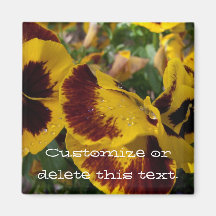 Pansies with Water Droplets; Customizable Fridge Magnets