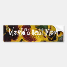 Pansies with Water Droplets; Happy Mother's Day Bumper Sticker