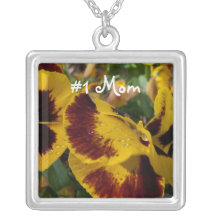 Pansies with Water Droplets; Happy Mother's Day Pendant