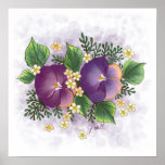 Pansy Acrylic Painting Poster