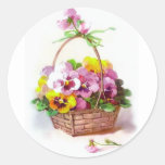 Pansy Basket Round Stickers
