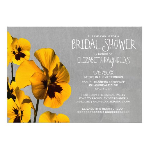 Pansy Bridal Shower Invitations