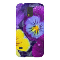 Pansy flowers floating in bird bath with dew 2 galaxy s5 covers  at Zazzle