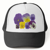 pansy flowers mesh hat