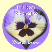 Pansy Heart Sticker--This Item Belongs To
