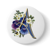 Pansy Initial  - A Button
