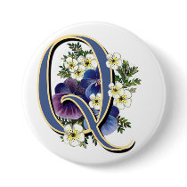 Pansy Initial - Q buttons by ArtbyJean Pansy Initial - Q buttons