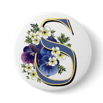 Pansy Initial  - S Pinback Button