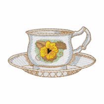 Pansy Tea Cup embroidered shirts