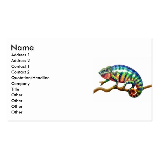 Panther Chameleon Lizard, Name, Address 1, Addr... Business Card Templates
