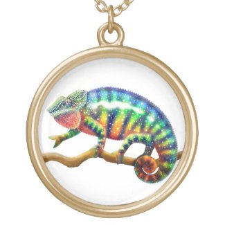 Panther Chameleon Lizard Necklace artwork color