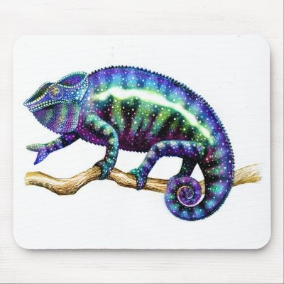 Panther Chameleon Showing his True Colors Mouse Pads by twopurringcats