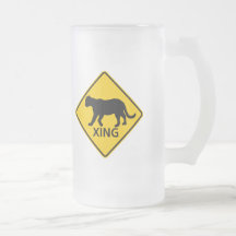 Panther Crossing Highway Sign Mugs