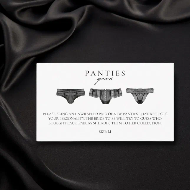 Panty Game Bridal Shower Bachelorette Lingerie Enclosure Card Zazzle