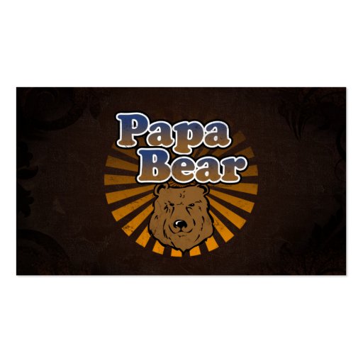 Papa Bear, Cool Fathers Day Vintage Look Business Card Templates (back side)