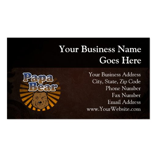 Papa Bear, Cool Fathers Day Vintage Look Business Card Templates