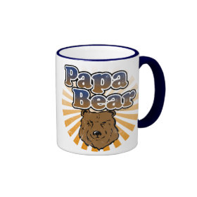 Papa Bear, Cool Fathers Day Vintage Look Ringer Coffee Mug