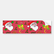 Papá Noel - bastones del reno y de caramelo Etiqueta De Parachoque