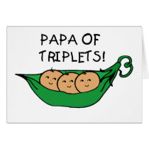 Papa of Triplets Pod Greeting Cards