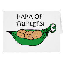Papa of Triplets Pod Greeting Cards