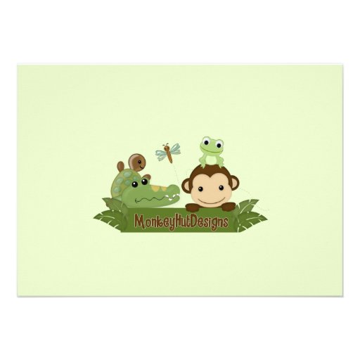 Papagayo Baby Shower Invitation monkey frog turtle