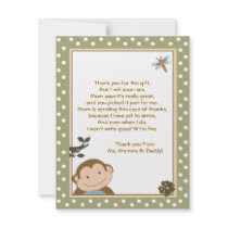 Papagayo Monkey Green/Brown Thank you cards invitations