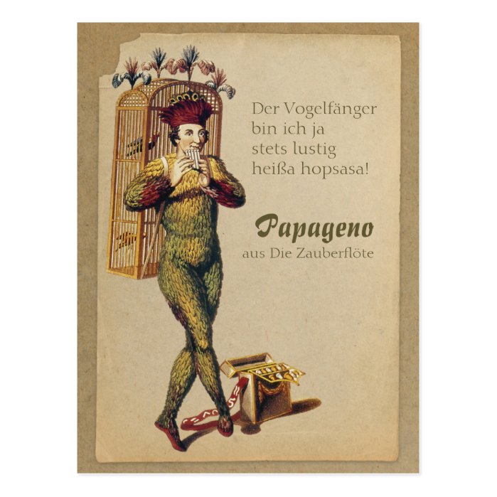Papageno Zauberflöte Magic flute CC0839 Mozart Postcard