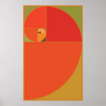 Papaya Fabonacci Spiral Poster