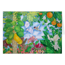 Papayas with Hummingbird cards by joeyartist Papayas with Hummingbird cards
