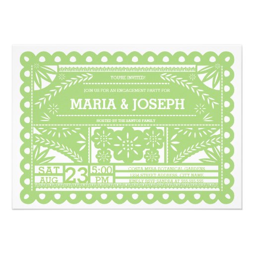 Papel Picado Engagement Party Invite - Green