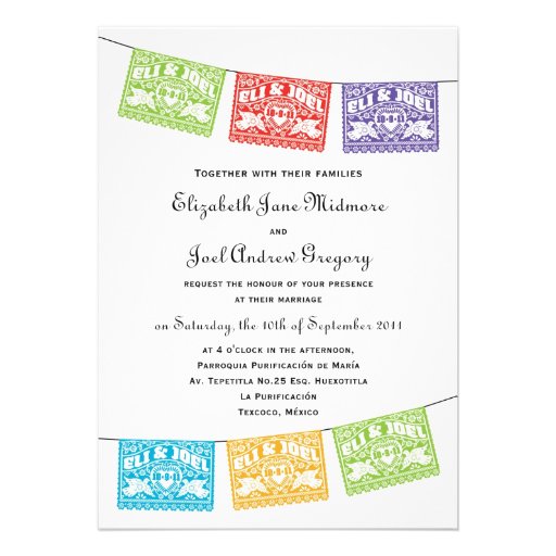 Papel Picado Love Birds Wedding Banners Invitation